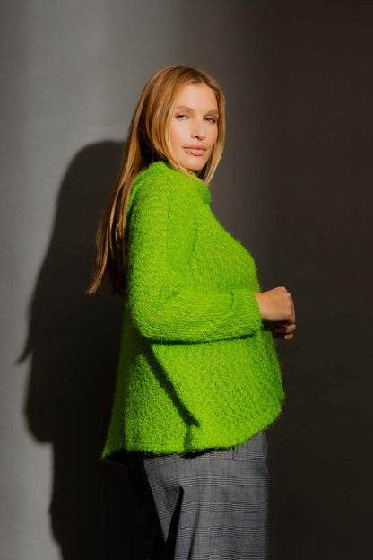 Chartreuse Fluffy Hoodie Jumper
