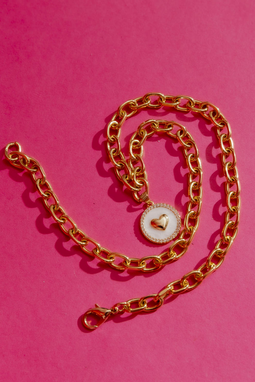 Gold Mother Of Pearl Heart Necklace Gold O/S