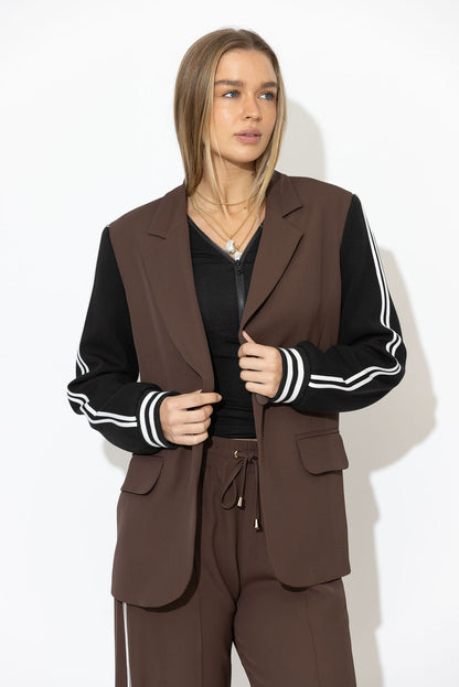 Chocolate Euro Stripe Boyfriend Blazer