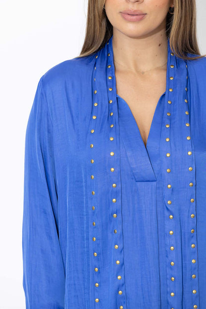 Cobalt Glow Stud Blogger Shirt