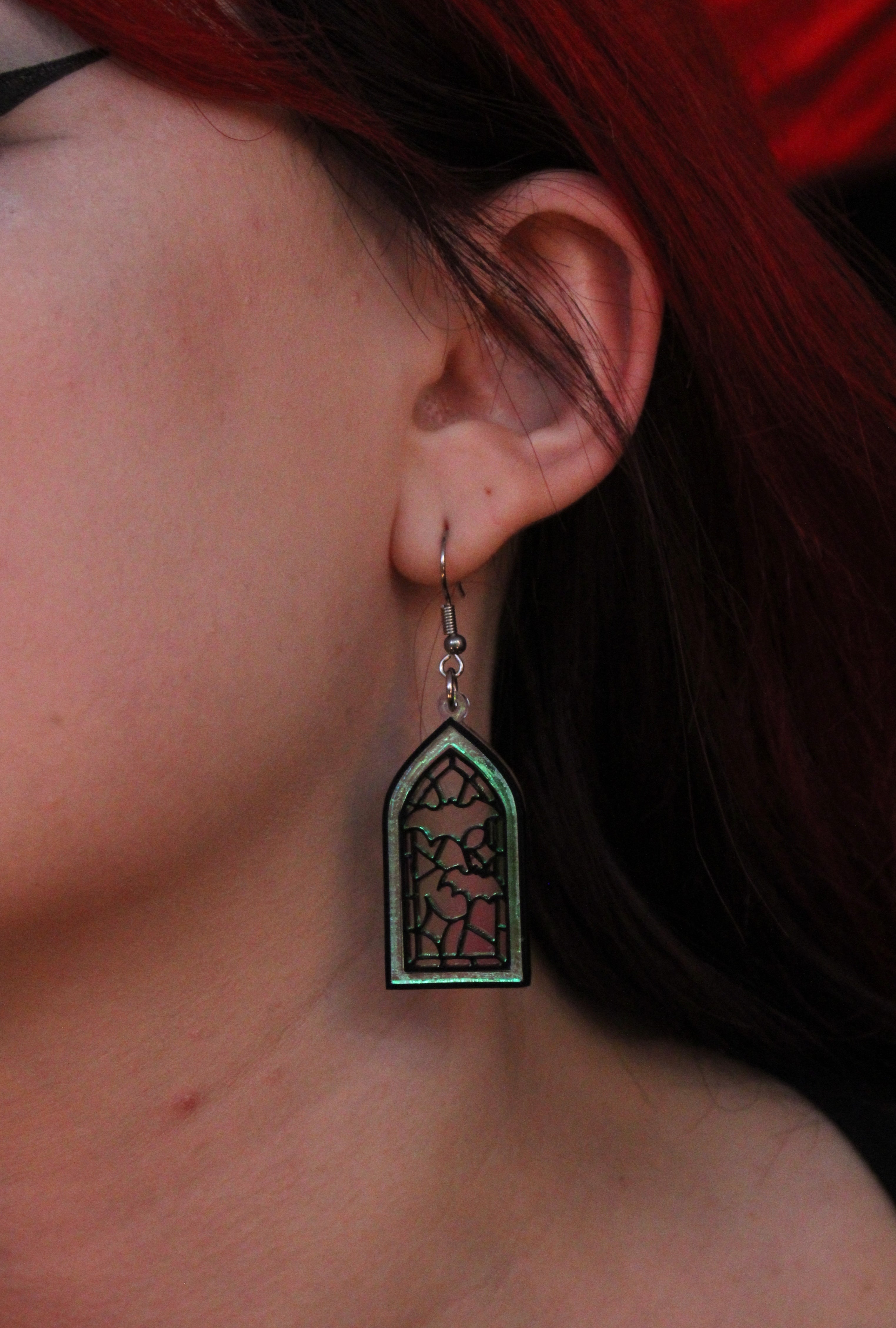 Stained Glass Window Earrings - Bats