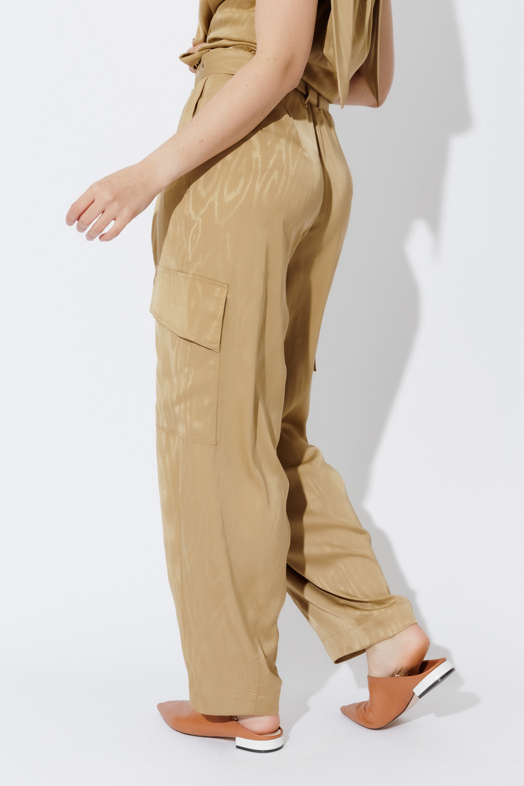 Gold Cargo Barrel Pant