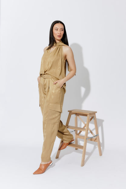 Gold Cargo Barrel Pant
