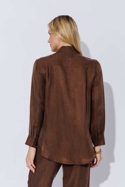 Chocolate Cupro/Linen Milan Blogger Shirt