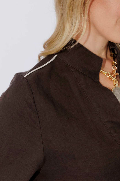 Chocolate Washed Linen Blogger Shirt