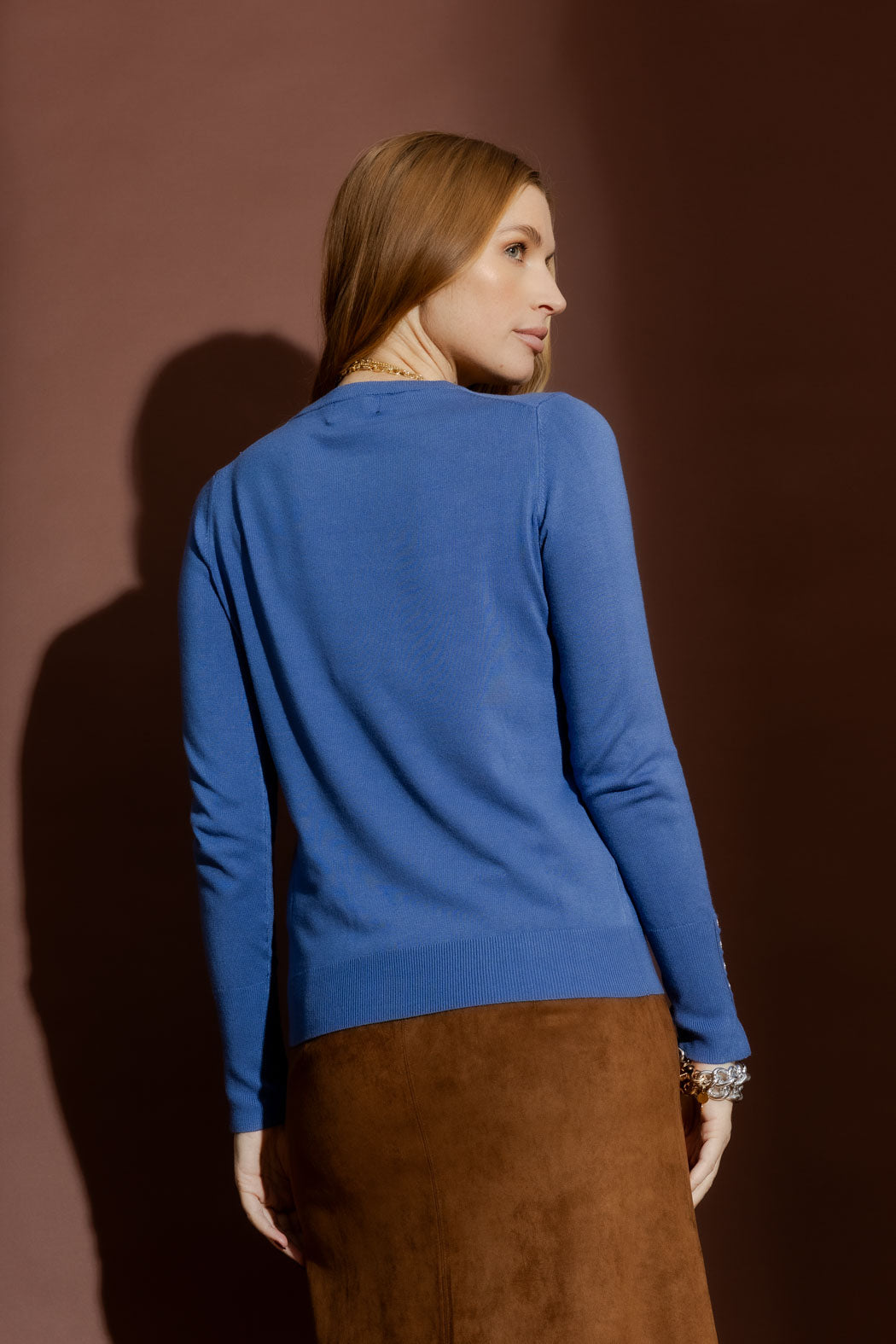 Cornflower Fine Knit Crew Jumper Cornflower S