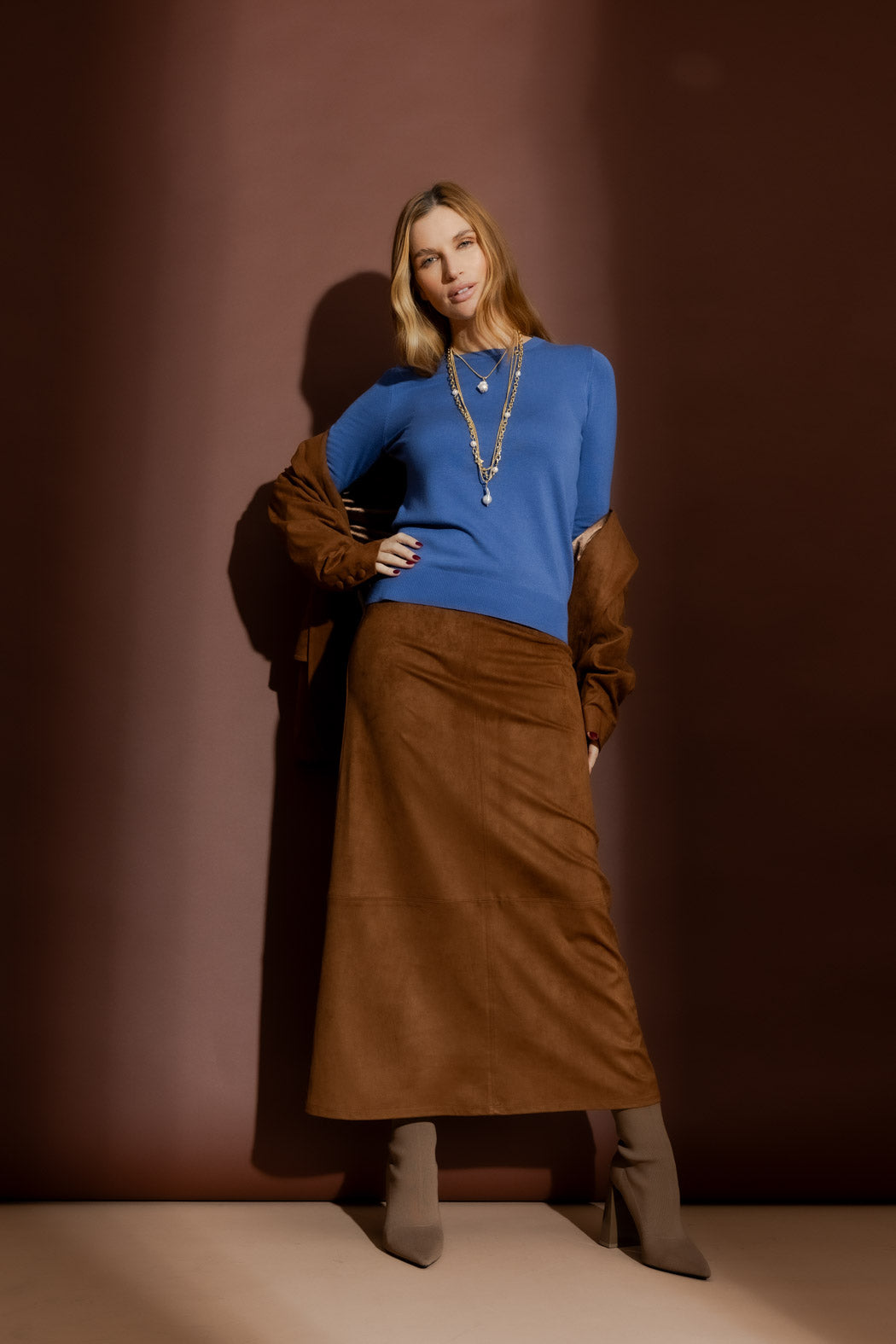 Cornflower Fine Knit Crew Jumper Cornflower S