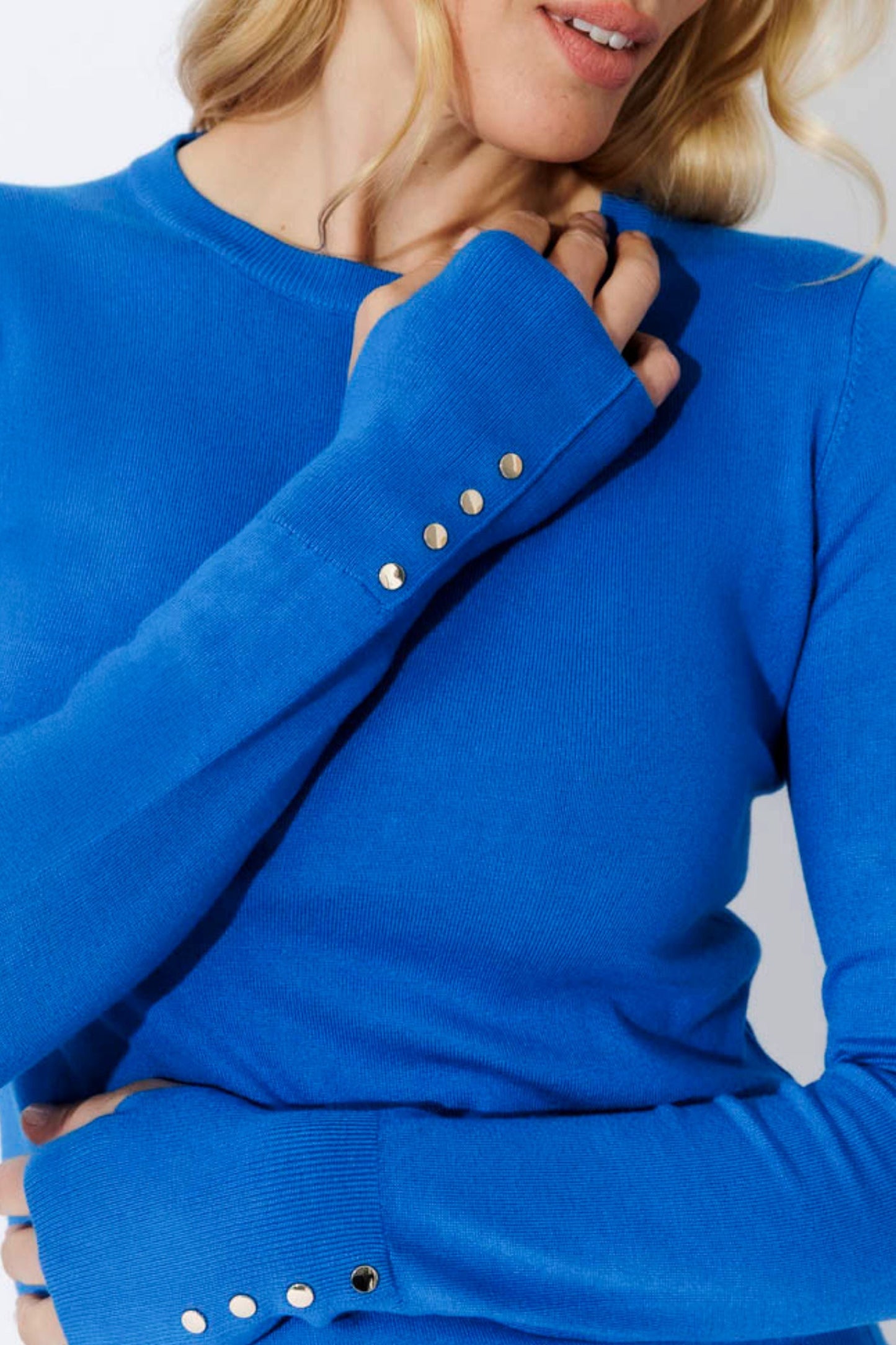 Cobalt Fine Knit Crew Top
