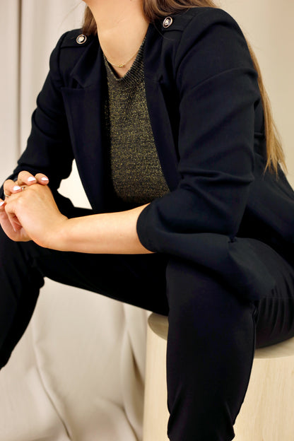 Flax Military Blazer - Black - SALE