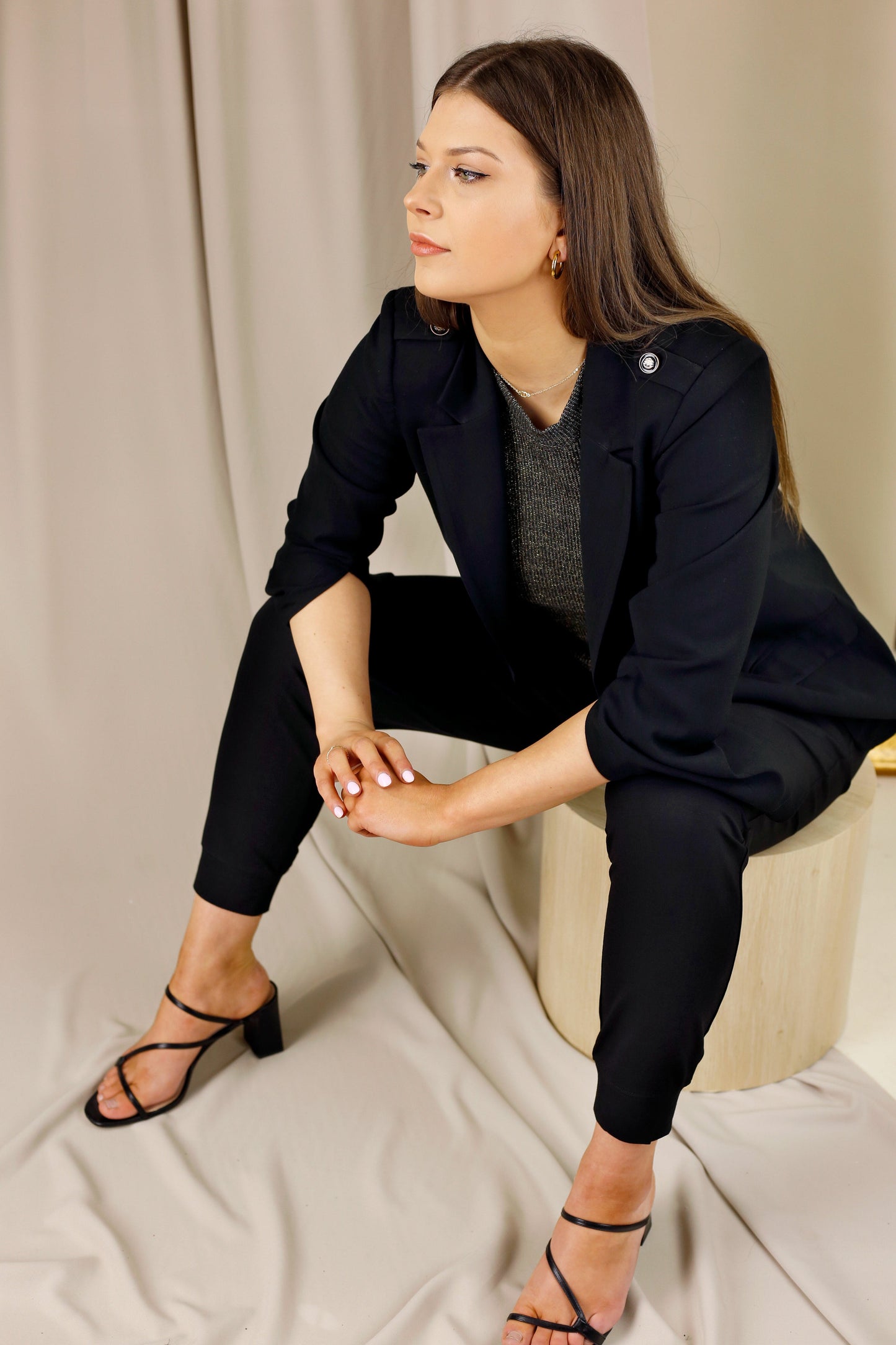 Flax Military Blazer - Black - SALE