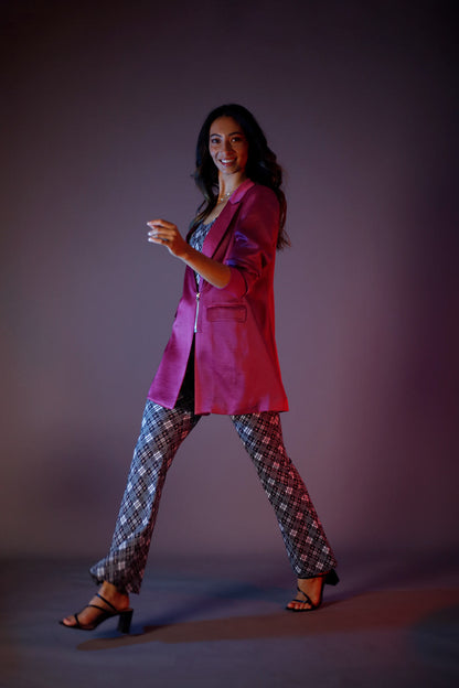 Crimson Satin Zippy Blazer - SALE
