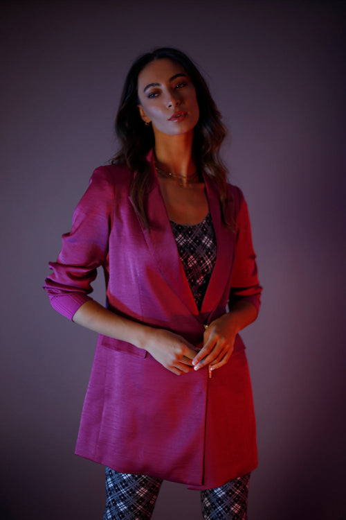 Crimson Satin Zippy Blazer - SALE