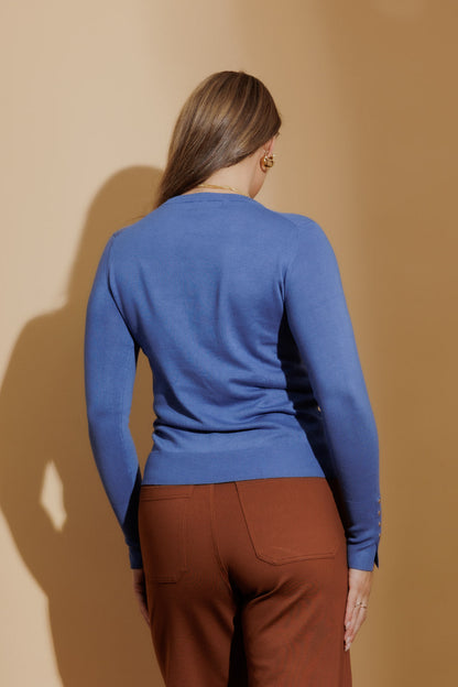 Cornflower Fine Knit Crew Jumper Cornflower S