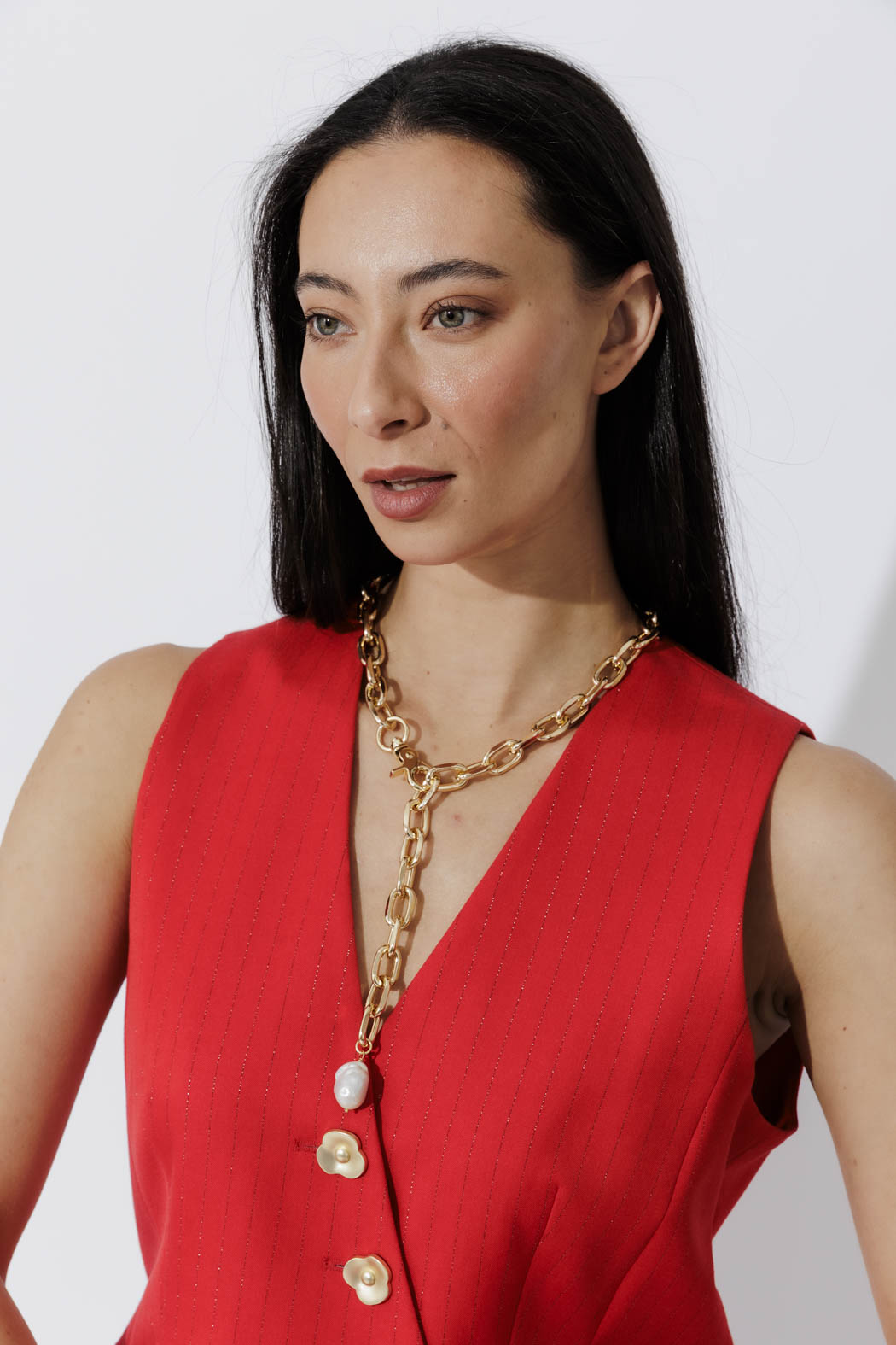 Gold Baroque Long Pearl Necklace