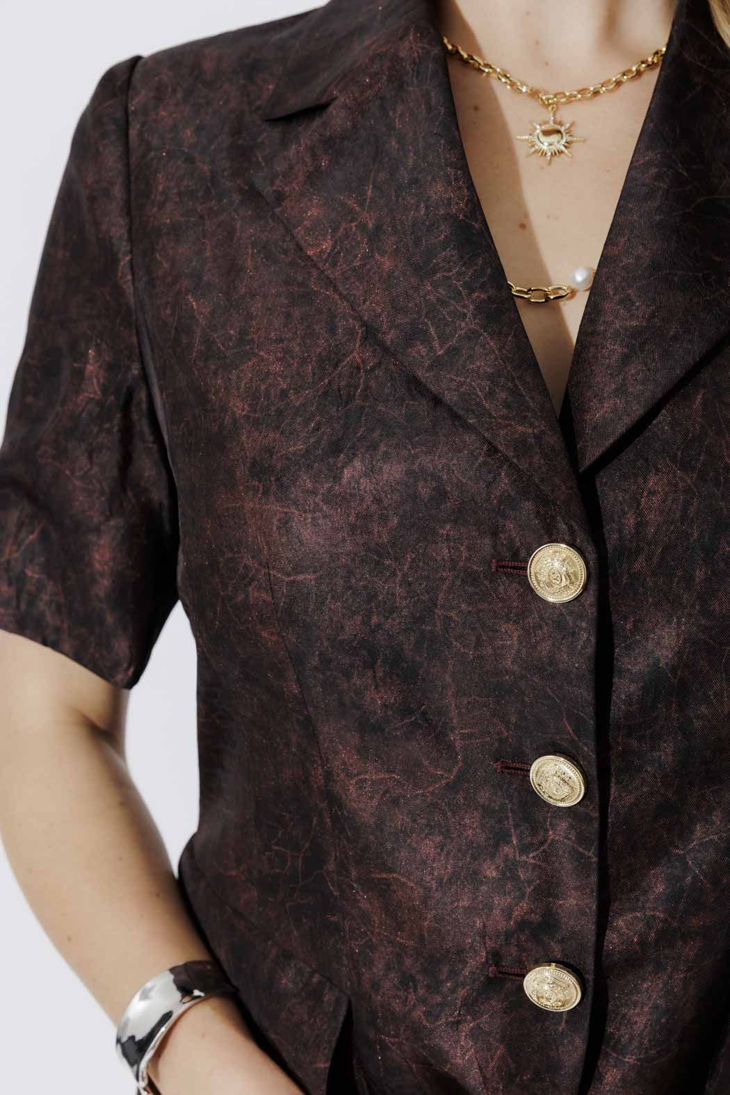 Deep Plum Short Sleeve Blazer