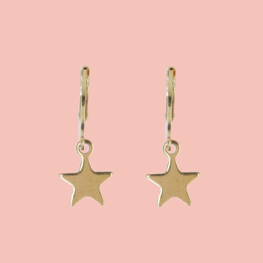 Star Hoop Earrings (Gold Plated)