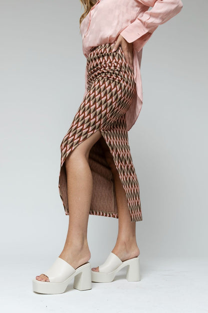 Geo Jacquard Split Skirt - Final Sale