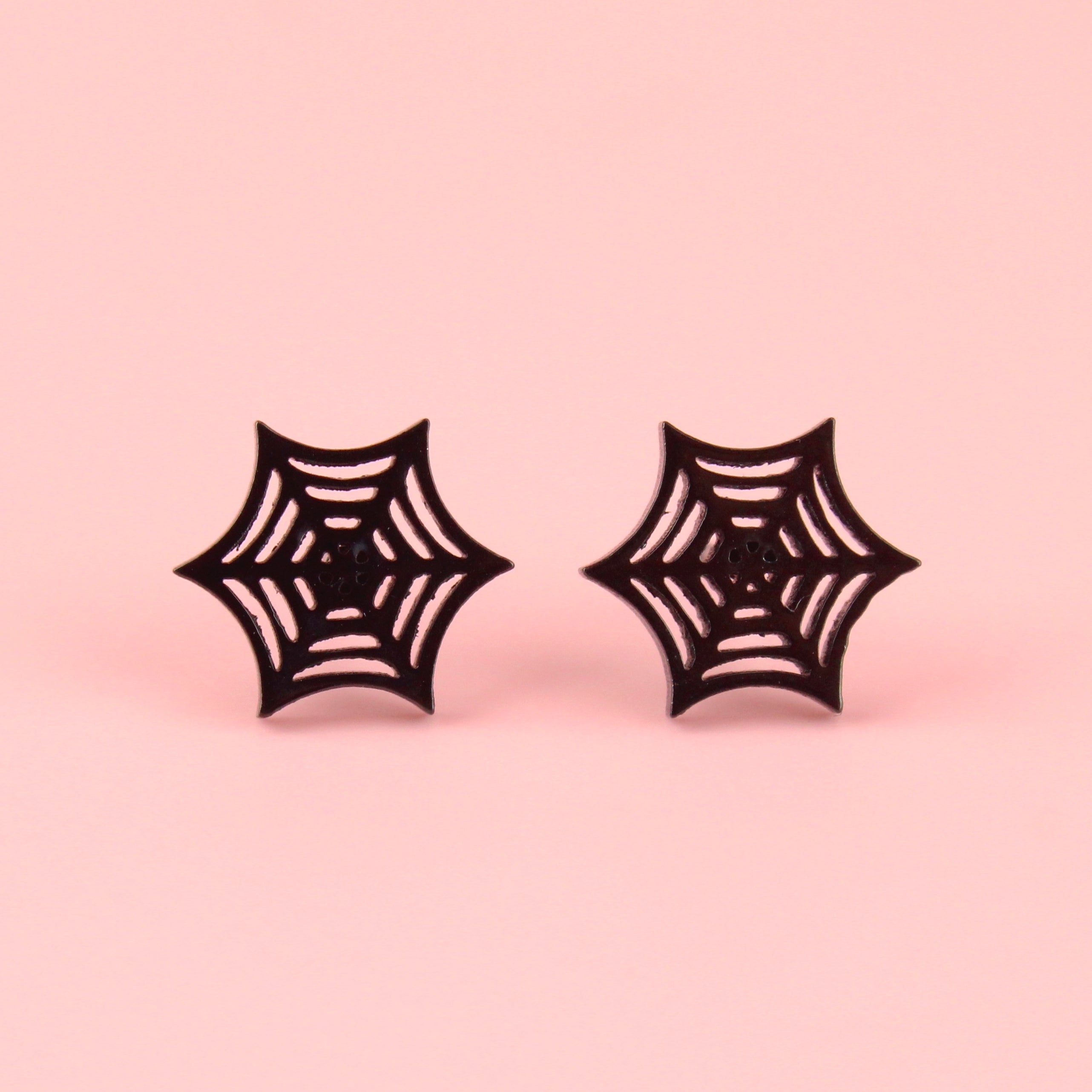 Spider Web Stud Earrings (Black)