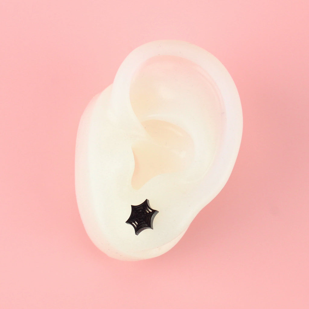Spider Web Stud Earrings (Black)