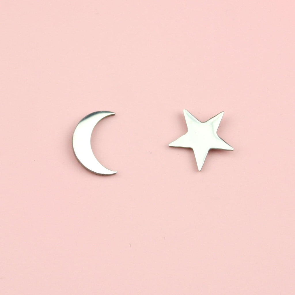 Star & Crescent Moon Stud Earrings