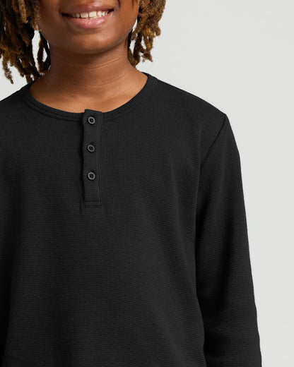 Boys' Waffle Long Sleeve Henley 6-Pack