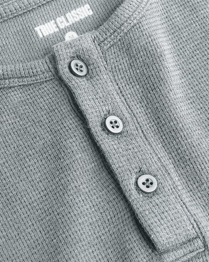 Boys Heather Gray Long Sleeve Waffle Henley