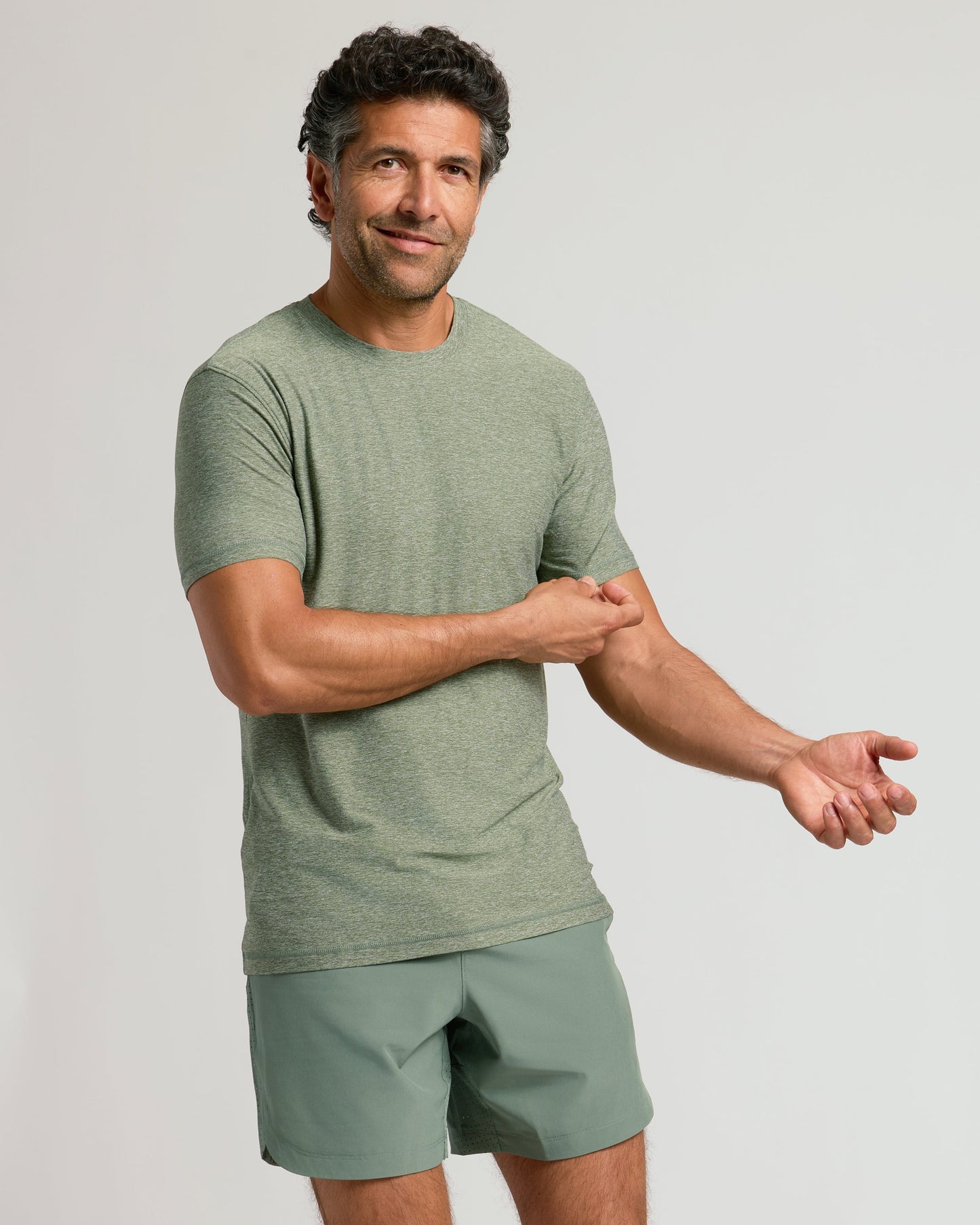 Heather Juniper Active Crew Neck Tee