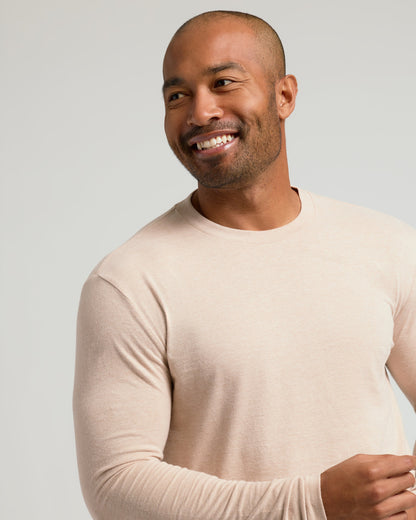 Heather Camel Classic Long Sleeve Crew Neck