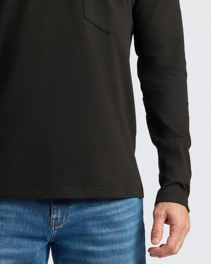 Black Heavyweight Long Sleeve Pocket Crew 2-PacK