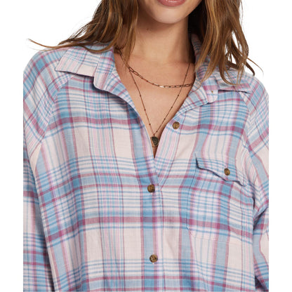 Billabong Womens Best Time Oversized Long Sleeve Checked Shirt
