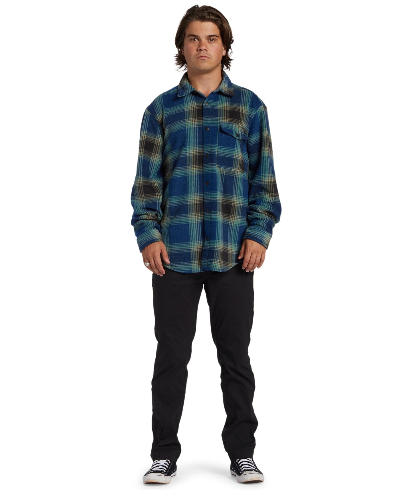 Billabong Mens Furnace Flannel Check Lumberjack Overshirt - Dark Blue