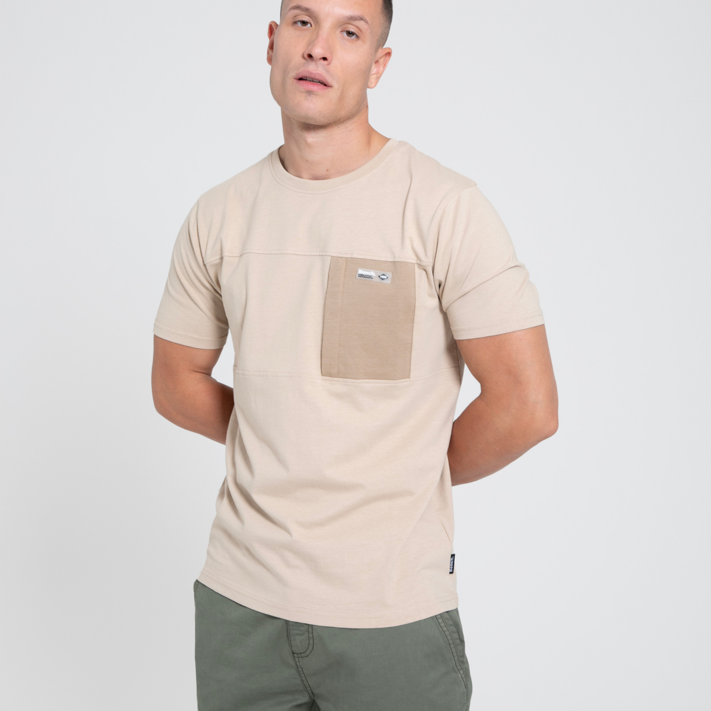 Bench Mens Algoda Crew Neck Short Sleeve Pocket T Shirt