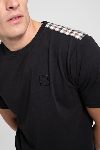 Bench Mens Duke Crew Neck Short Sleeve Check Detail T Shirt