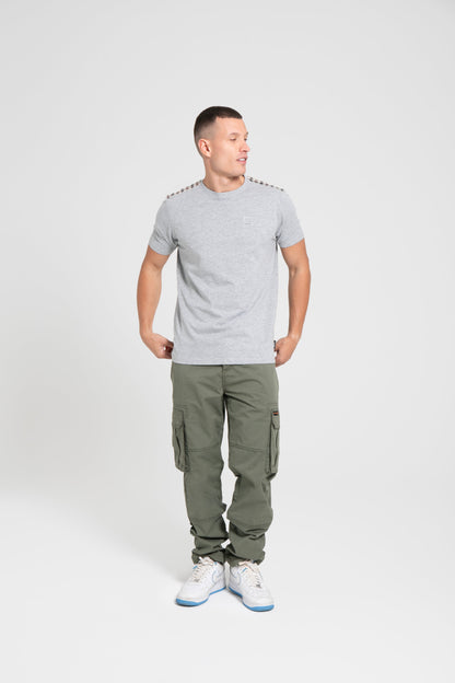 Bench Mens Duke Crew Neck Short Sleeve Check Detail T Shirt
