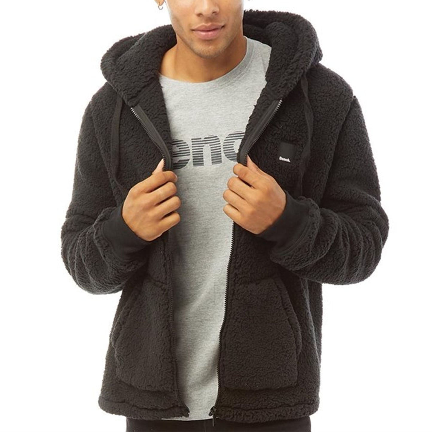 Bench Mens Tommy Borg Full Zip Teddy Bear Fleece Jacket