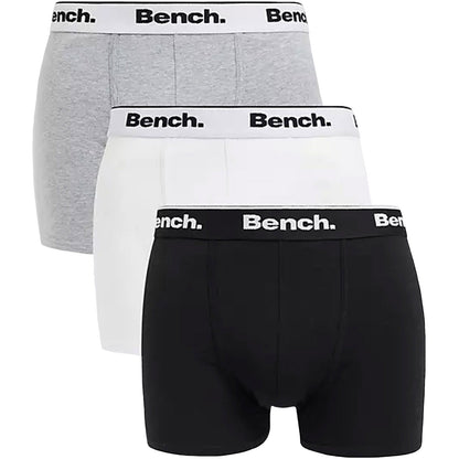 Bench Mens Loyal 3 Pack Plain Front Boxer Shorts - Assorted
