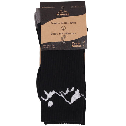 Bleubird Unisex Alpine Cushioned Crew Length Socks - Black