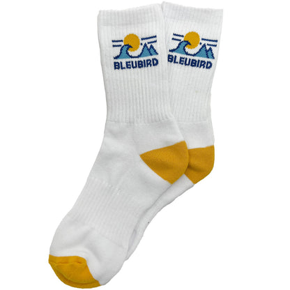 Bleubird Unisex Horizon Cushioned Crew Length Socks - White