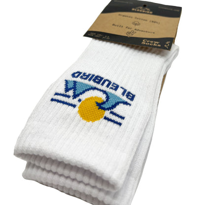 Bleubird Unisex Horizon Cushioned Crew Length Socks - White
