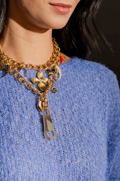 Cornflower Fluffy Crew Neck Jumper