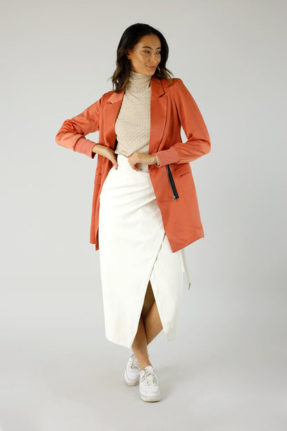 Deep Peach Satin Zippy Blazer NT