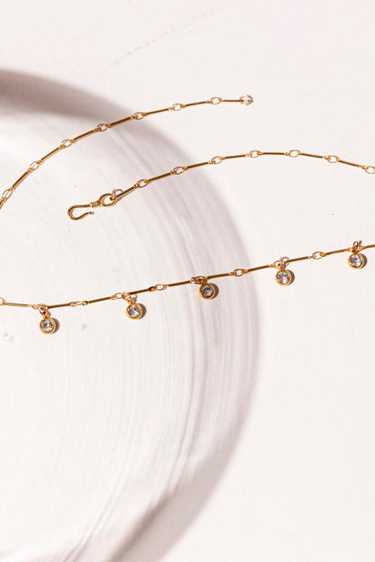 Gold Plated Chain Rhinestone Necklace S