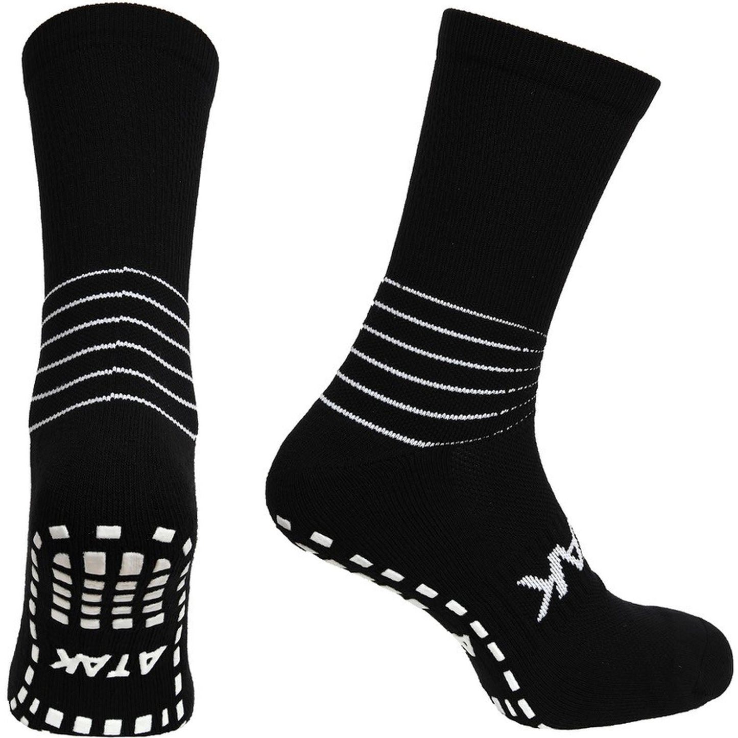Atak Mens C-Grip Mid Leg Compression Football Socks - Black