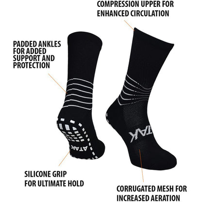 Atak Mens C-Grip Mid Leg Compression Football Socks - Black