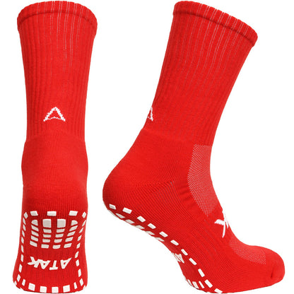 Atak Mens Shox Grip Non-Slip Football Socks Red