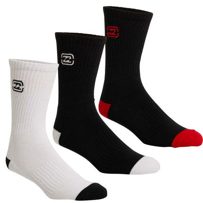 Billabong Mens Bracket Wave 3 Pack Crew Socks
